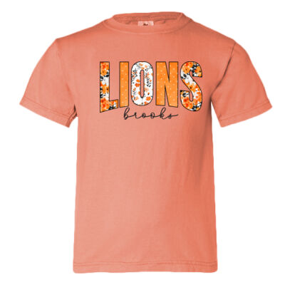 Floral Lions black - Youth Garment Dyed Ringspun T-Shirt Thumbnail