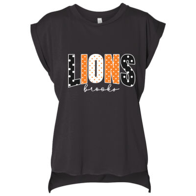 Polka Dot white - Women’s Flowy Rolled Cuffs Muscle Tee Thumbnail