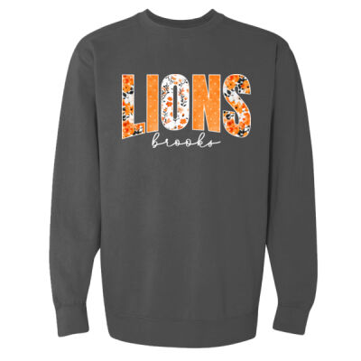 Floral Lions white - Garment Dyed Ringspun Crewneck Sweatshirt Thumbnail