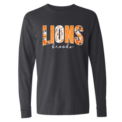 Floral Lions white - Garment Dyed Heavyweight Ringspun Long Sleeve T-Shirt Thumbnail