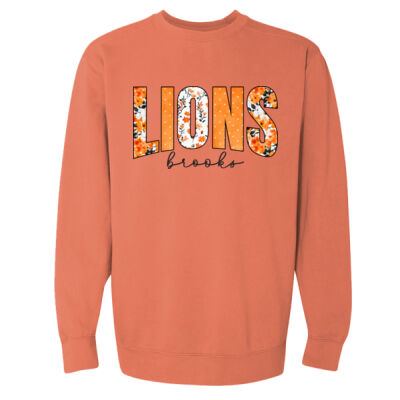 Floral Lions black - Garment Dyed Ringspun Crewneck Sweatshirt Thumbnail