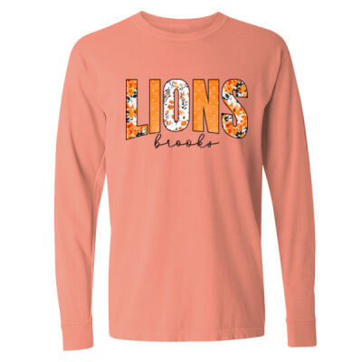 Floral Lions black - Garment Dyed Heavyweight Ringspun Long Sleeve T-Shirt Thumbnail