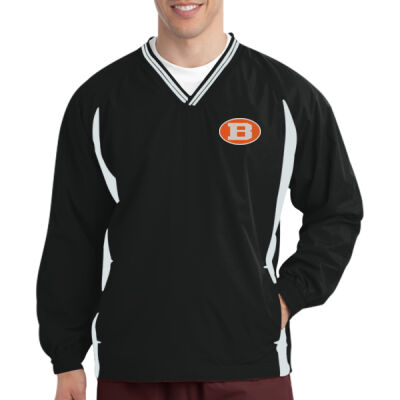EMB Logo - Tipped V Neck Raglan Wind Shirt Thumbnail