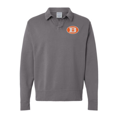 EMB Logo - Unisex Garment-Dyed Polo Collar Sweatshirt Thumbnail
